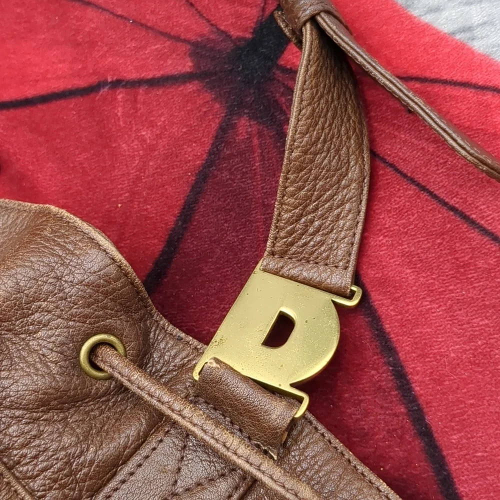 Donna Karen brown leather drawstring purse - Picture 5 of 11